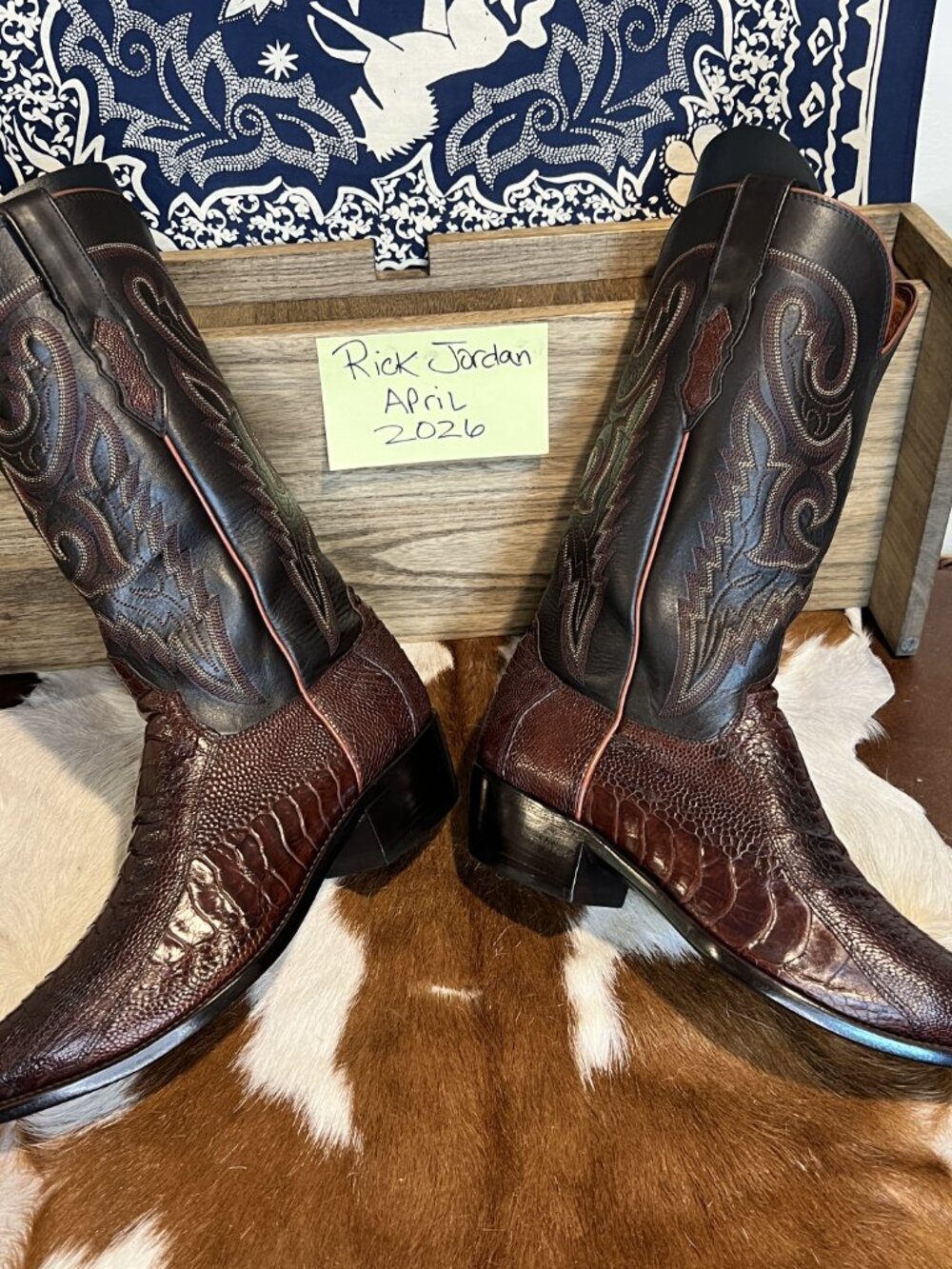 [SOLD] Lucchese Exotic Ostrich Leg Cowboy Boots in Men's Size 9D - Picture 7 of 9